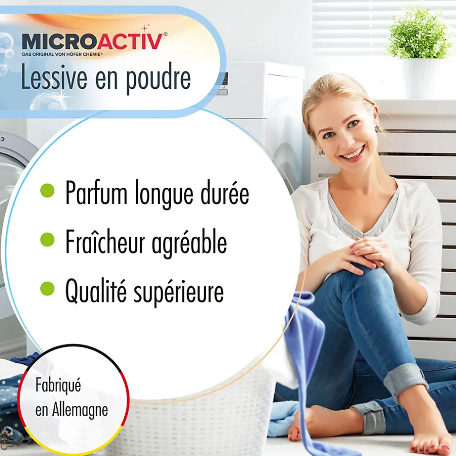 Höfer Chemie Lessive En Poudre Microactiv, 400 kg, Puissante Pour Blanc Et Couleurs
