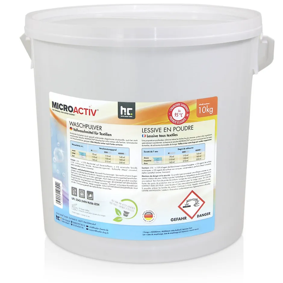 Höfer Chemie Lessive En Poudre Microactiv 10 L Puissante Pour Blanc Et Couleurs