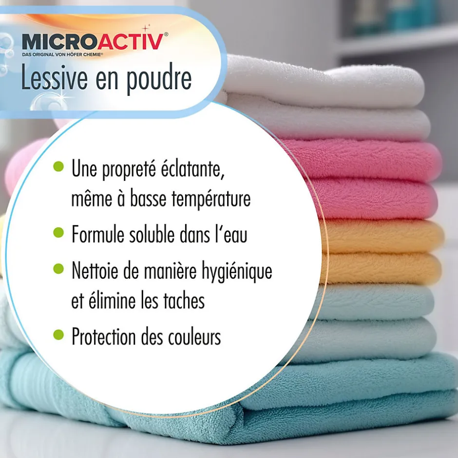 Höfer Chemie Lessive En Poudre Microactiv 10 L Puissante Pour Blanc Et Couleurs