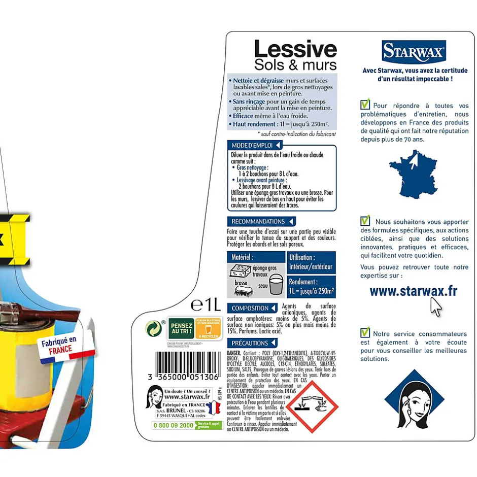 Starwax Lessive gros travaux sans rinçage 1L