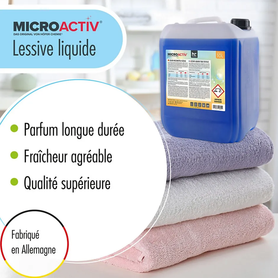 Höfer Chemie Lessive Liquide Microactiv 40 L Puissante Pour Blanc Et Couleurs, Se Dissout Facilement