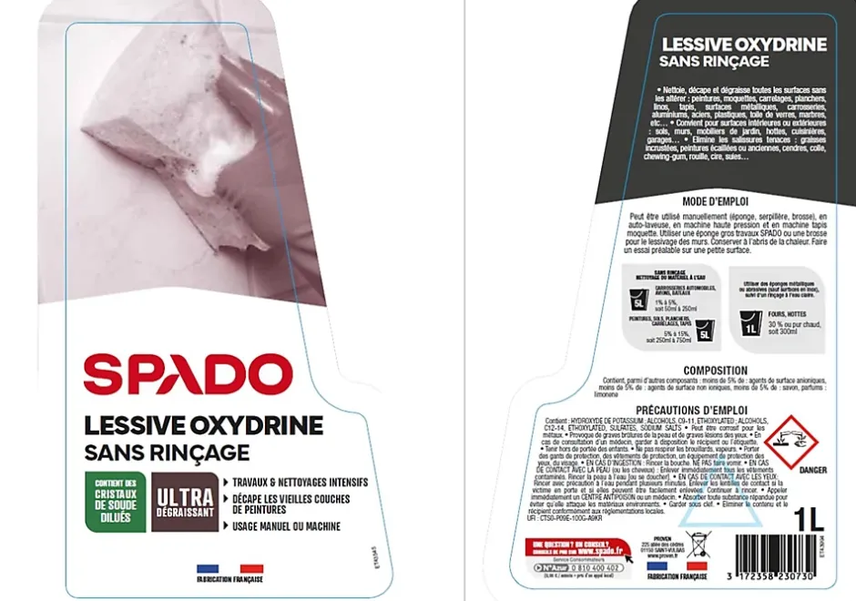 Spado Lessive sans rinçage nettoie dégraisse décrasse rénove 1L Online