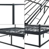 [En.Casa] Lit à baldaquin Kristianstad métal 160 x 200 cm noir en.casa Sale