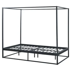 [En.Casa] Lit à baldaquin Kristianstad métal 120 x 200 cm noir en.casa New