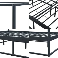 [En.Casa] Lit à baldaquin Kristianstad métal 120 x 200 cm noir en.casa New