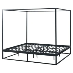 [En.Casa] Lit à baldaquin Kristianstad métal 180 x 200 cm noir en.casa Online