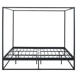 [En.Casa] Lit à baldaquin Kristianstad métal 180 x 200 cm noir en.casa Online