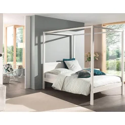 Petits-Meubles Lit à baldaquin 140x200 Sommier Inclus Vipack Pino - Blanc
