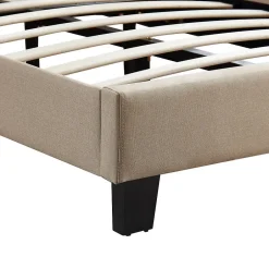 Idimex Lit 1 place FLORIDA, 90 x 190 cm, capitonné avec sommier, revêtement en tissu beige Outlet