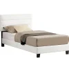 Idimex Lit 1 place HUDSON, 90 x 190 cm, capitonné avec sommier, revêtement synthétique blanc