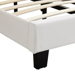 Idimex Lit 1 place HUDSON, 90 x 190 cm, capitonné avec sommier, revêtement synthétique blanc