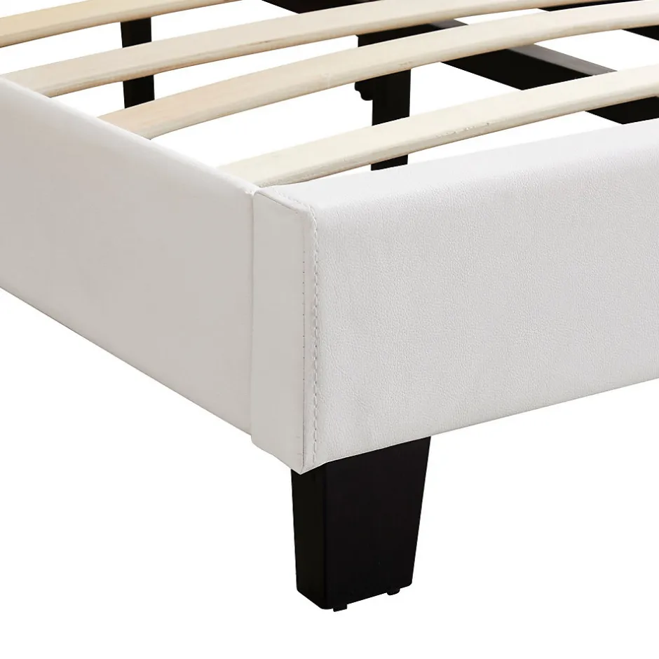 Idimex Lit 1 place HUDSON, 90 x 190 cm, capitonné avec sommier, revêtement synthétique blanc