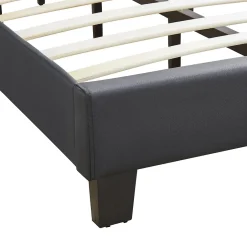 Idimex Lit 1 place HUDSON, 90 x 190 cm, capitonné avec sommier, revêtement synthétique noir