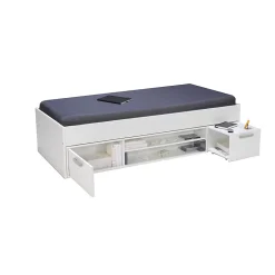 Bb Loisir Lit 1 place 90x190cm avec rangement incl. Sommier chevet et étagère Hot