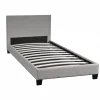 Bb Loisir Lit 1 place 90x190cm Tissu Gris clair avec sommier DUSIN