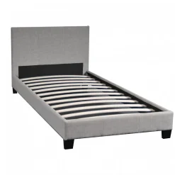 Bb Loisir Lit 1 place 90x190cm Tissu Gris clair avec sommier DUSIN