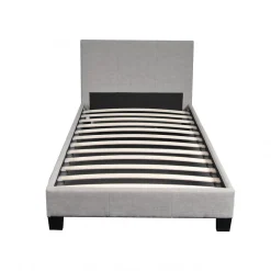 Bb Loisir Lit 1 place 90x190cm Tissu Gris clair avec sommier DUSIN