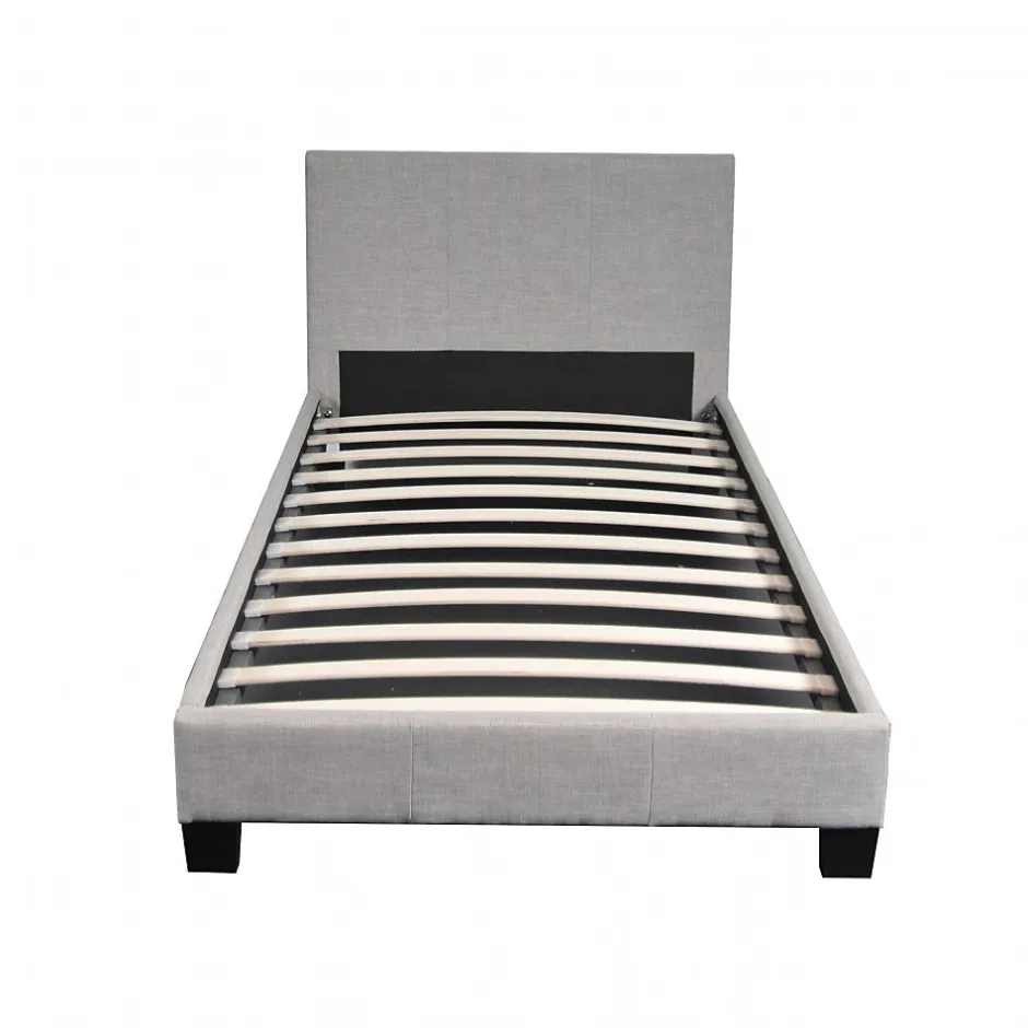 Bb Loisir Lit 1 place 90x190cm Tissu Gris clair avec sommier DUSIN