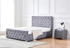 Protocole Home Lit 2 places PRESTIGE velours capitonné 140x190 cm avec sommier à lattes Online
