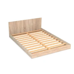 Bb Loisir Lit 2 places 140x190cm Couleur chêne LIFA inclus sommier et tête de lit Best