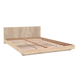 Bb Loisir Lit 2 places 160x200cm couleur chêne LIFA inclus sommier et tête de lit