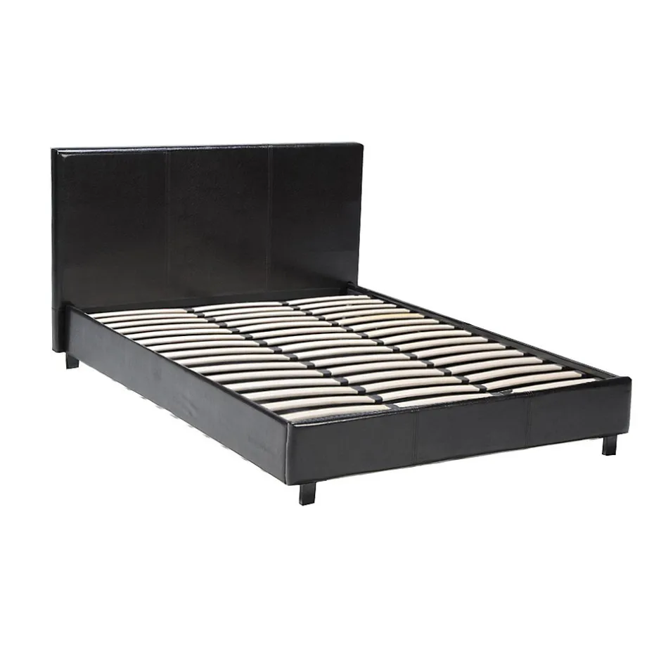 Bb Loisir Lit 2 places 160x200cm noir avec sommier ALATA