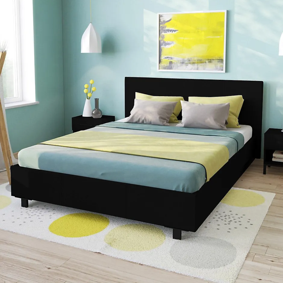 Bb Loisir Lit 2 places 140x190cm noir avec sommier ALATA Clearance