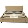 Bb Loisir Lit 2 places 140x190cm Tissu Beige LOUGNE inclus sommier et 4 tiroirs Clearance