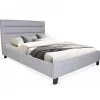 Bb Loisir Lit 2 places 140x190cm tissu Gris clair avec sommier LANEAU