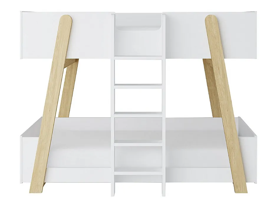 Enfant Vente-unique Lit superposés 90 x 190 cm - Blanc et naturel - CORODELA