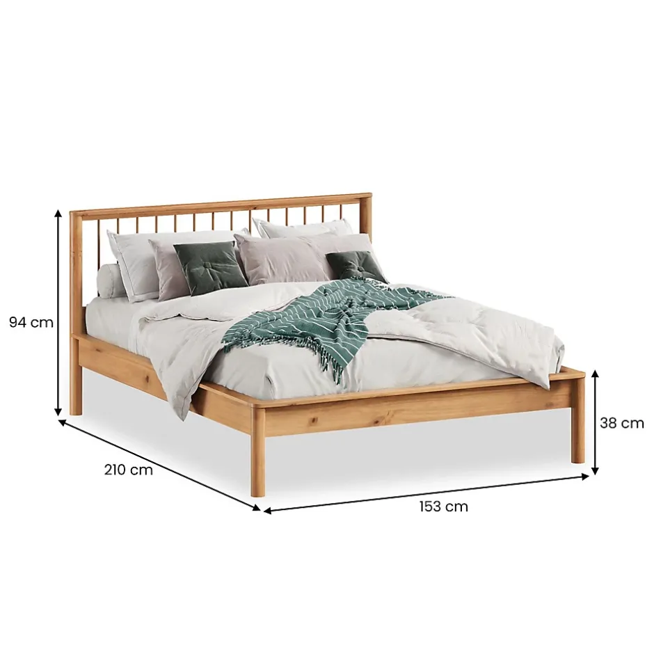 Idimex Lit 140 x 200 avec sommier APOANA en bois massif - Coloris chêne Discount