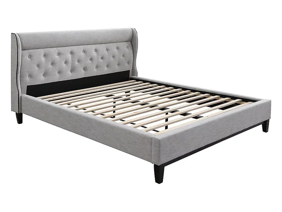 Vente-unique Lit 160 x 200 cm - Gris + Matelas - MARSDENIO Best