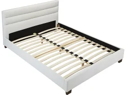 Vente-unique Lit 160 x 200 cm - Simili - Blanc + Matelas - FAUSTIN