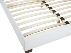 Vente-unique Lit 160 x 200 cm - Simili - Blanc + Matelas - FAUSTIN