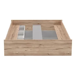 Meubletmoi Lit 160 x 200 cm 3 tiroirs décor chêne naturel et blanc mat - ALBANE Best