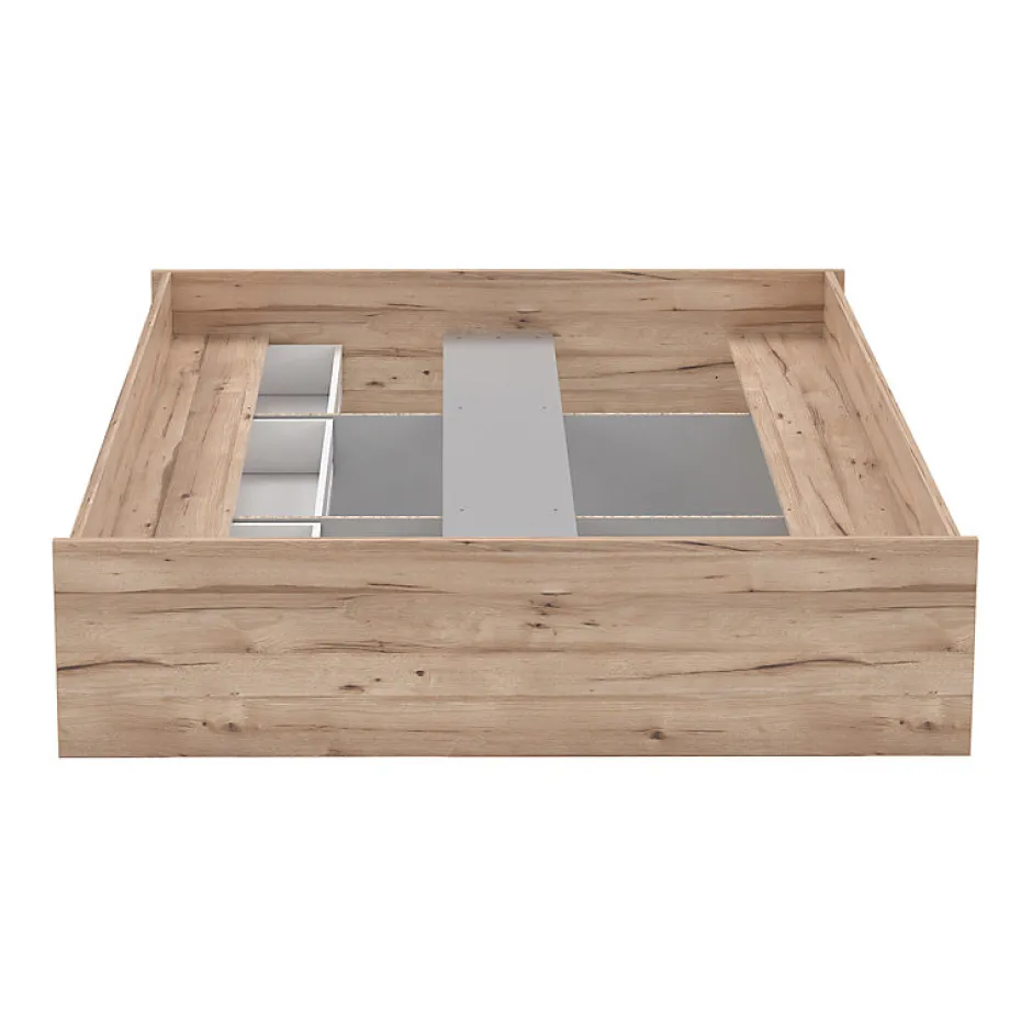 Meubletmoi Lit 160 x 200 cm 3 tiroirs décor chêne naturel et blanc mat - ALBANE Best
