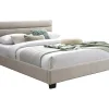 Vente-unique Lit 140 x 190 cm - Tissu - Beige - FAUSTIN