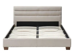 Vente-unique Lit 140 x 190 cm - Tissu - Beige - FAUSTIN