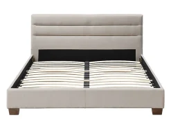 Vente-unique Lit 140 x 190 cm - Tissu - Beige + Matelas - FAUSTIN