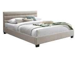 Vente-unique Lit 160 x 200 cm - Tissu - Beige - FAUSTIN Best