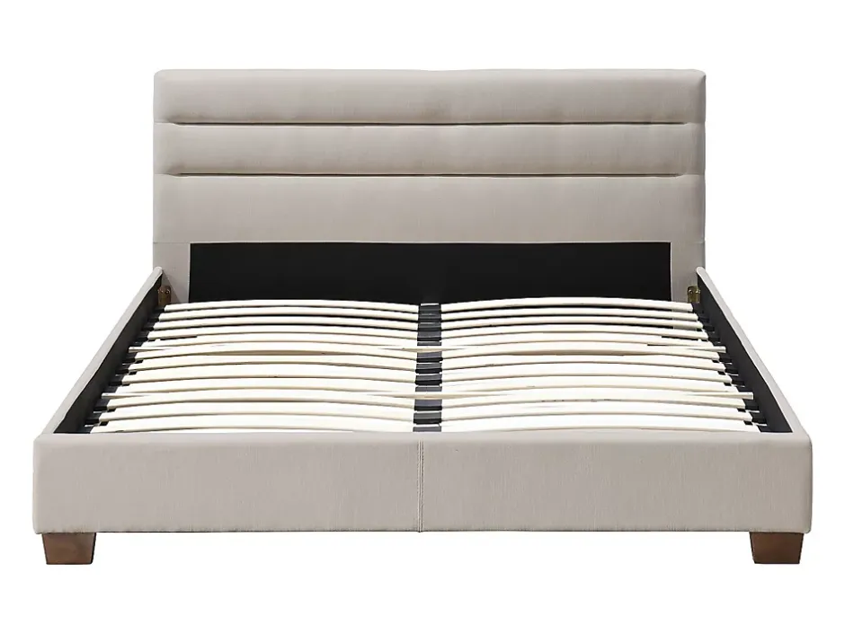 Vente-unique Lit 160 x 200 cm - Tissu - Beige - FAUSTIN Best