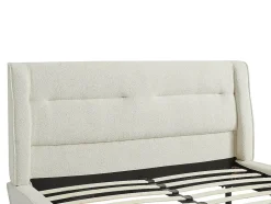 Vente-unique Lit 140 x 190 cm - Tissu bouclette - Beige - ISYDE