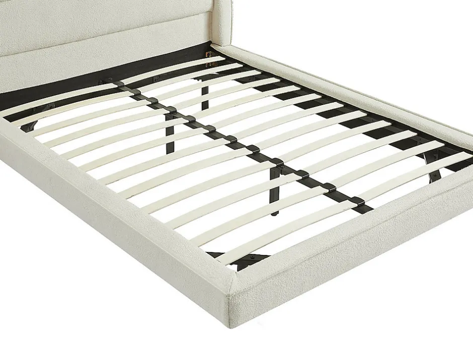 Vente-unique Lit 140 x 190 cm - Tissu bouclette - Beige - ISYDE
