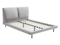 Vente-unique Lit 140 x 190 cm - Velours - Gris + Matelas - IBEDIA Sale