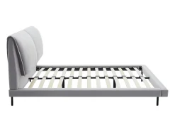 Vente-unique Lit 140 x 190 cm - Velours - Gris + Matelas - IBEDIA Sale