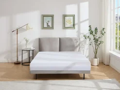 Vente-unique Lit 140 x 190 cm - Velours - Gris + Matelas - IBEDIA Sale