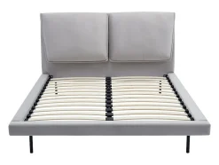 Vente-unique Lit 160 x 200 cm - Velours - Gris + Matelas - IBEDIA