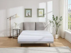 Vente-unique Lit 160 x 200 cm - Velours - Gris + Matelas - IBEDIA