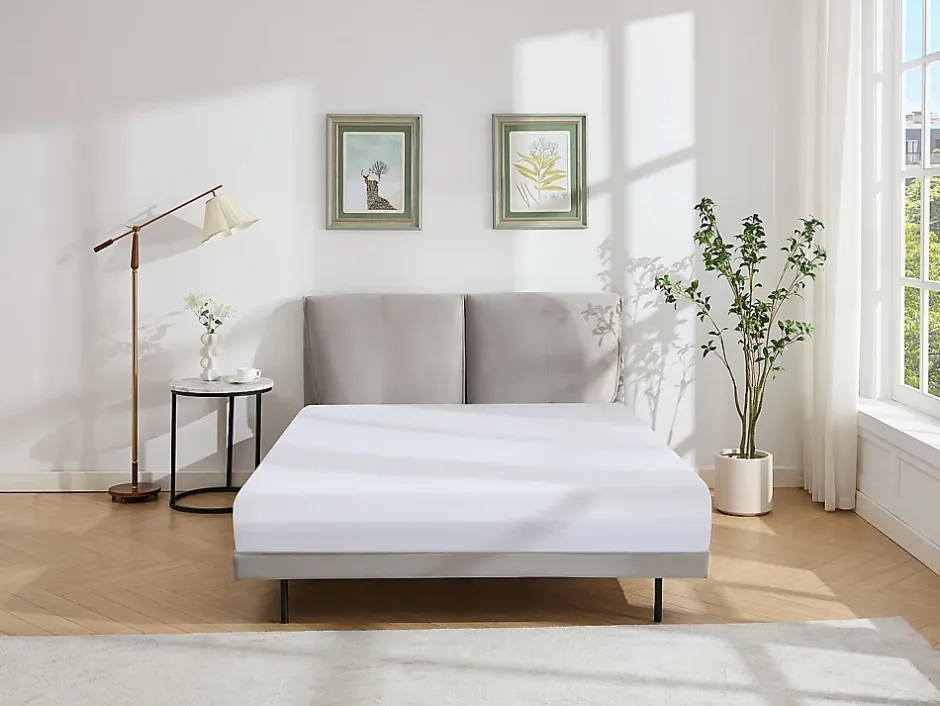 Vente-unique Lit 160 x 200 cm - Velours - Gris - IBEDIA Sale
