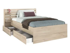 Vente-unique Lit 120 x 190 cm avec 4 tiroirs - Coloris : Naturel - TENALIA Clearance